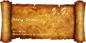 Véry Irén névjegykártya